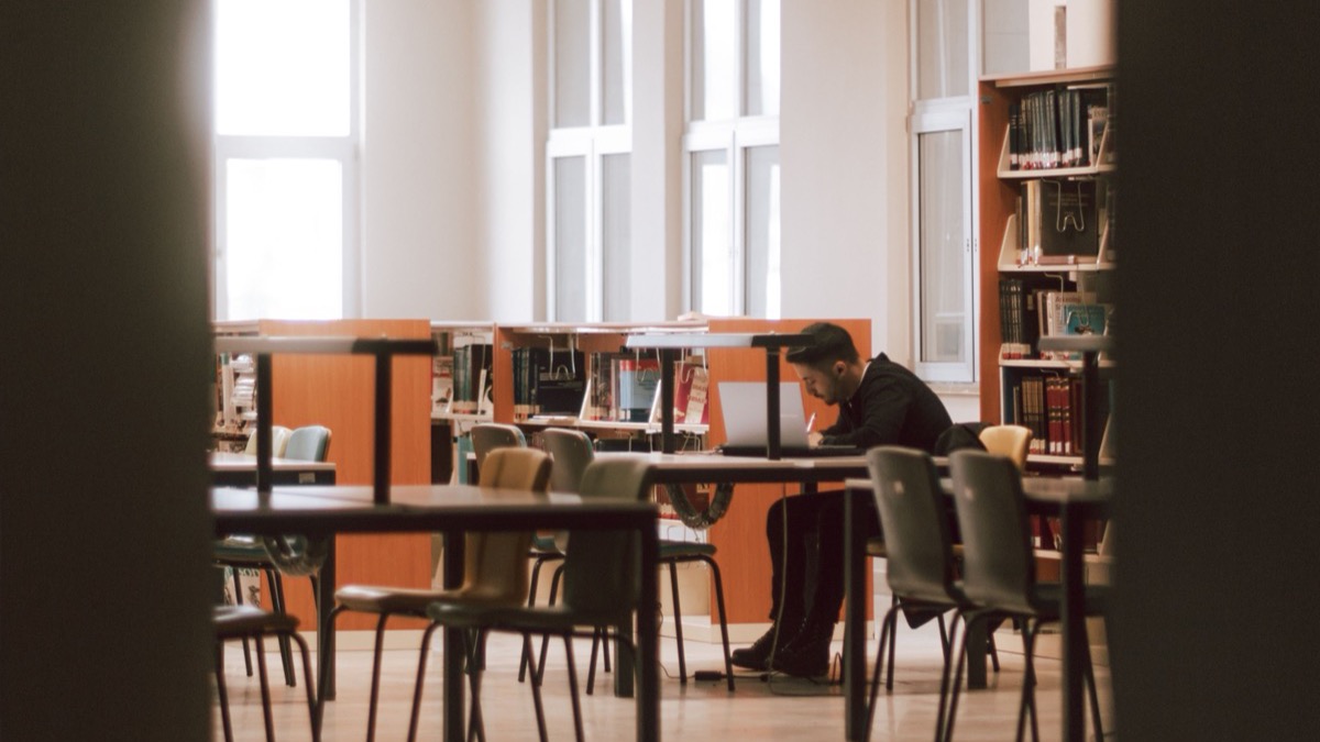 A quiet university reading room