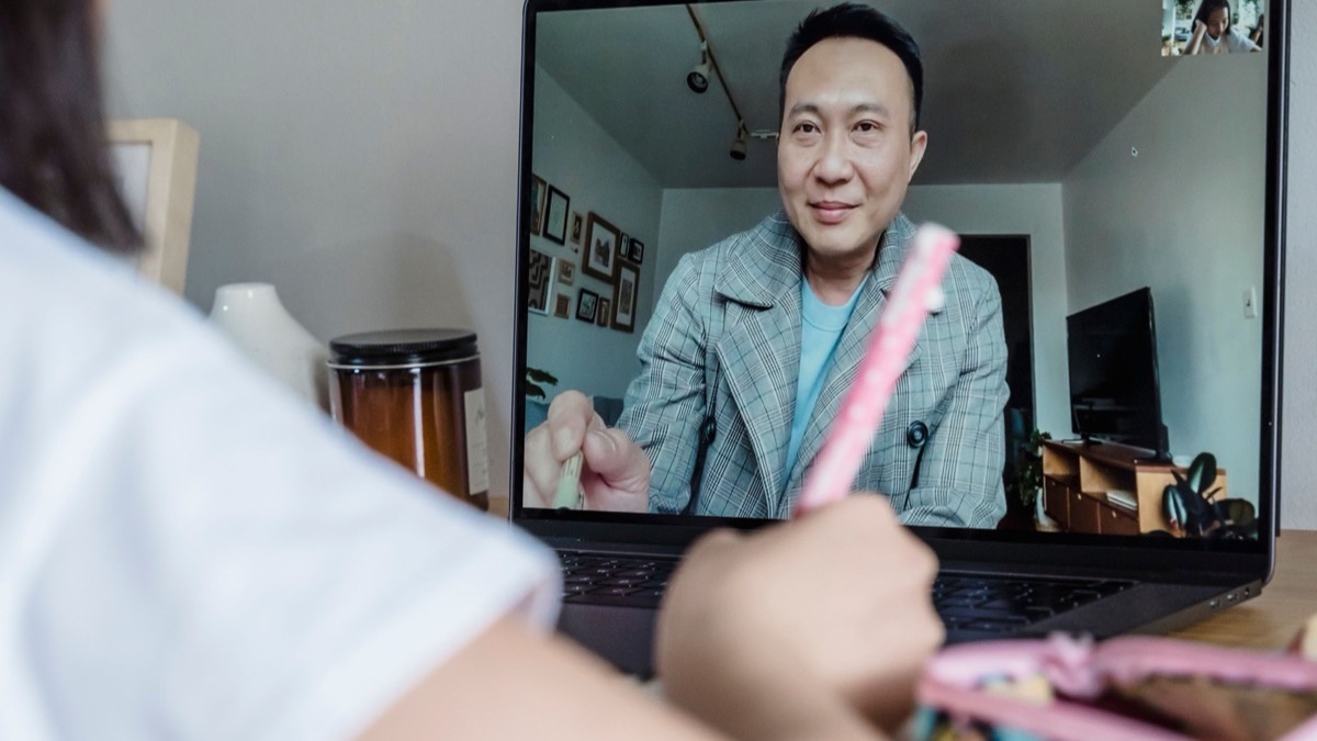 An online tutoring session seen on screen